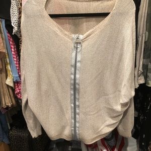Beige zip-up lightweight top